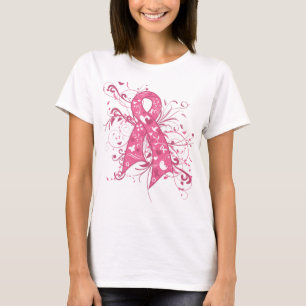 Brustkrebs-Rosa-Blumenband-Strudel T-Shirt