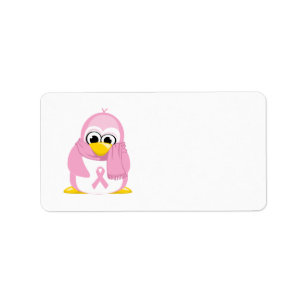 Brustkrebs-Rosa-Pinguin Adressaufkleber
