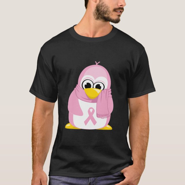 Brustkrebs-Rosa-Pinguin T-Shirt (Vorderseite)