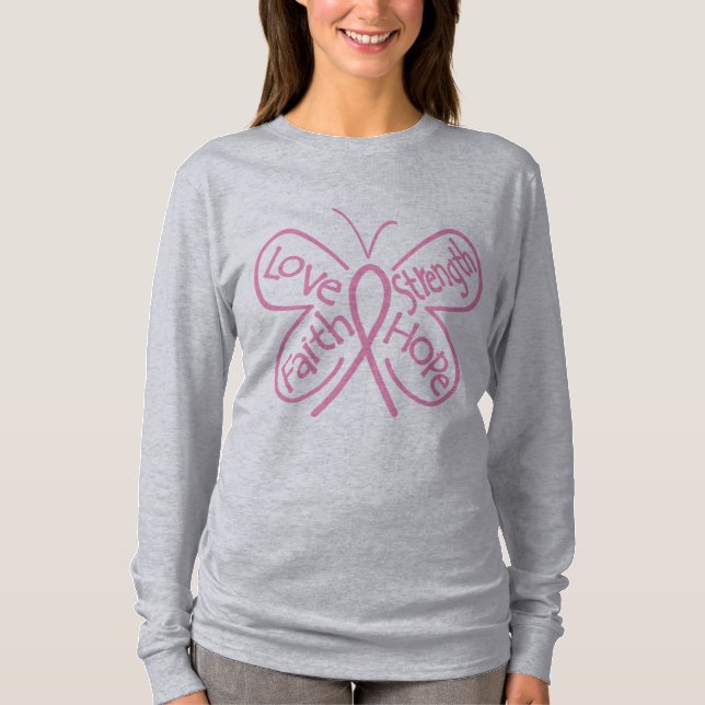 Brustkrebs-Schmetterling, der Wörter inspiriert T-Shirt (Vorderseite)
