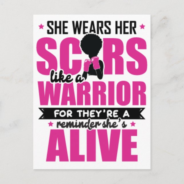 Brustkrebs Schwarze Frau Kriegerin Melanin Überleb Postkarte (Vorderseite)