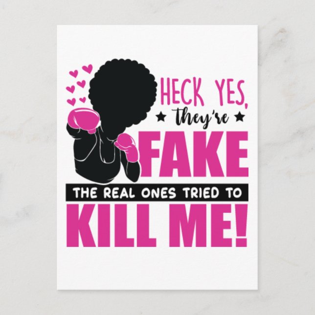 Brustkrebs Schwarze Frau Kriegerin Melanin Überleb Postkarte (Vorderseite)