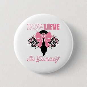 Brustkrebs Shirt Pink Bow Cheer Geschenk Button