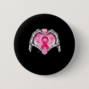 Brustkrebs Skeletton Hand Herz Sign Ribbon Krieg Button