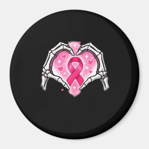 Brustkrebs Skeletton Hand Herz Sign Ribbon Krieg Magnet