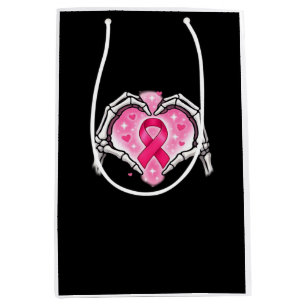 Brustkrebs Skeletton Hand Herz Sign Ribbon Krieg Mittlere Geschenktüte