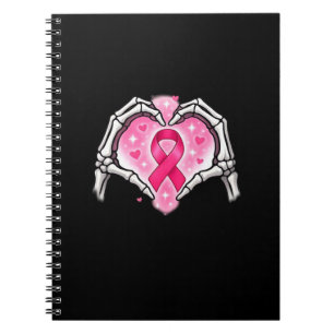 Brustkrebs Skeletton Hand Herz Sign Ribbon Krieg Notizblock