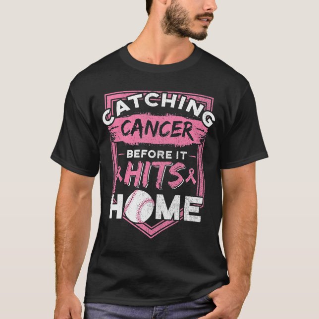 Brustkrebs Softball Ball Goal Pink Ribbon Mammo T-Shirt (Vorderseite)