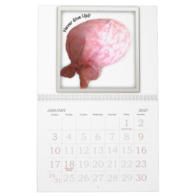 Brustkrebs-Stützkalender Kalender (Jan 2027)