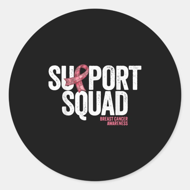 Brustkrebs-Support Squad Pink Ribbon-Patchwork Runder Aufkleber (Vorderseite)