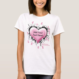 Brustkrebs-Tätowierungs-Herz - kundengebundener T-Shirt