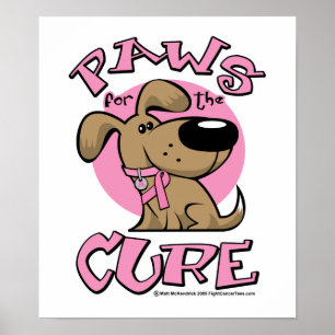 Brustkrebs-Tatzen für den Heilungs-Hund Poster