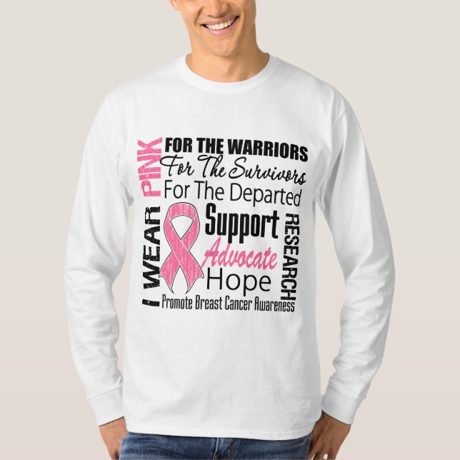Brustkrebs trage ich rosa Band TRIBUT T-Shirt (Vorderseite)