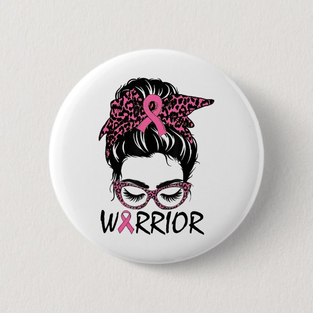 Brustkrebs tragen rosa Krieger Button (Vorderseite)