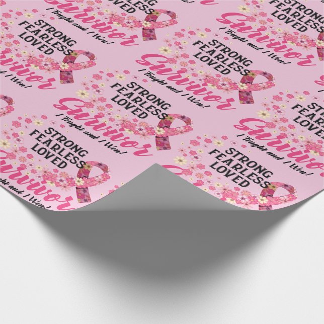 Brustkrebs-Überleben Starke Furchtlos geliebt Geschenkpapier (Ecke)