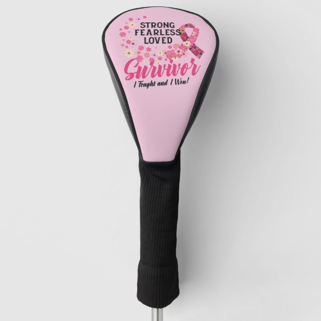 Brustkrebs-Überleben Starke Furchtlos geliebt Golf Headcover (Vorderseite)