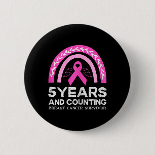 Brustkrebs Überleben T-Shirt 5 Jahre Krebs freies Button