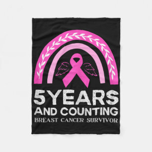 Brustkrebs Überleben T-Shirt 5 Jahre Krebs freies  Fleecedecke
