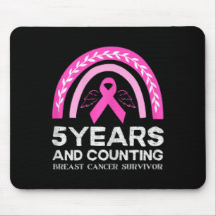 Brustkrebs Überleben T-Shirt 5 Jahre Krebs freies Mousepad
