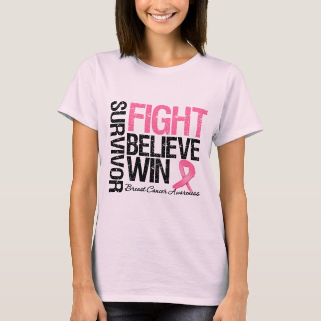 Brustkrebs-Überlebende Kämpfe glauben an das Motto T-Shirt (Vorderseite)