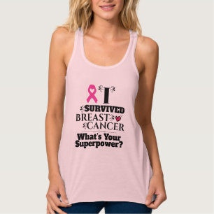 Brustkrebs-Überlebende rosa Bandtypografie Tank Top