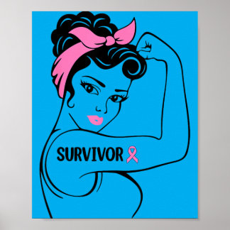 Brustkrebs-Überlebende Rosie Riveter nk Bewusstsei Poster