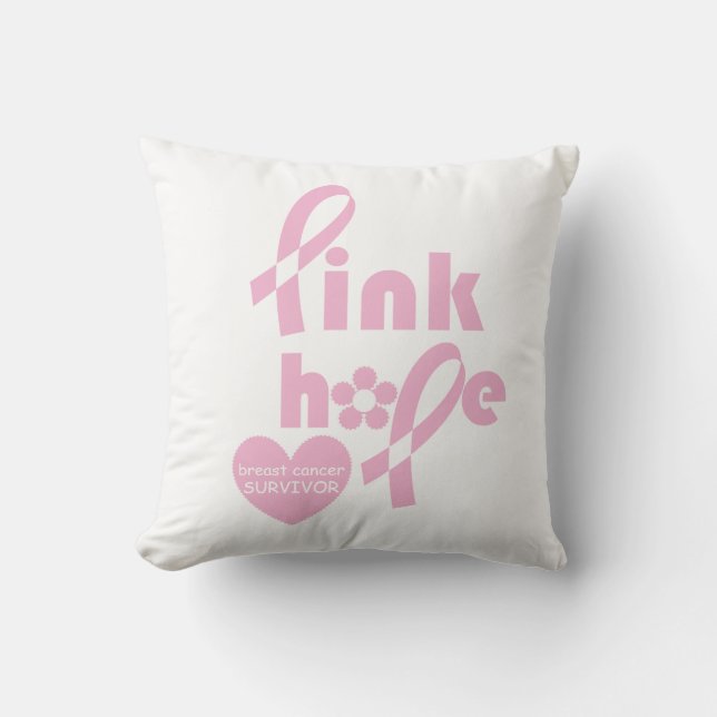 Brustkrebs-Überlebende von Rosa Ribbon Kissen (Vorderseite)