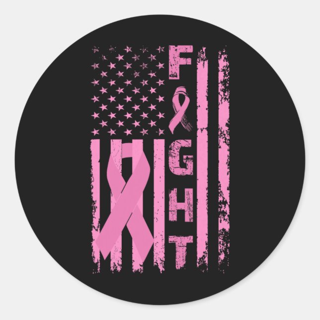Brustkrebs überlebt das amerikanische Flaggenbewus Runder Aufkleber (Vorderseite)