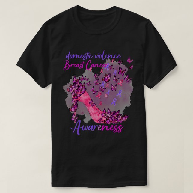 Brustkrebs und Sensibilisierungsband für häusliche T-Shirt (Design vorne)