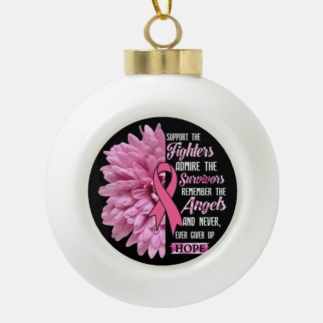 Brustkrebs unterstützt das Geschenk der Kämpfer fü Keramik Kugel-Ornament (Vorderseite)