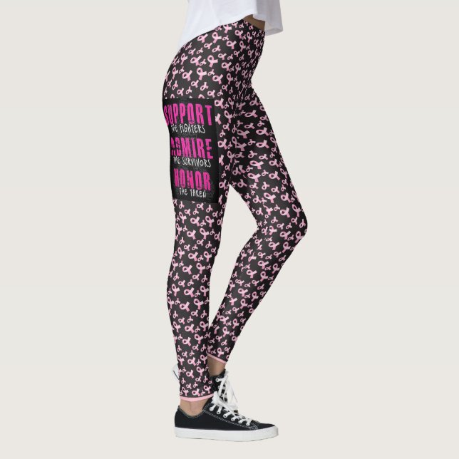 Brustkrebs unterstützt Schwarze Leggings IHREN NAM (Rechts)