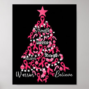 Brustkrebs Weihnachtsbaum Pink Ribbon Kampf Awa Poster