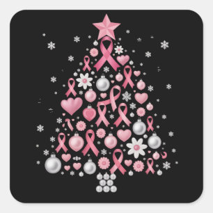 Brustkrebs-Weihnachtsbaum-Schneeflocken Weihnachte Quadratischer Aufkleber