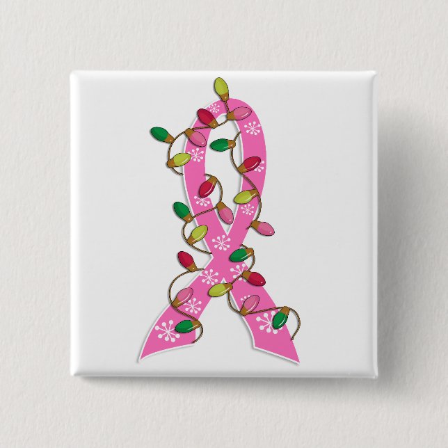 Brustkrebs-Weihnachtslicht-Band Button (Vorderseite)