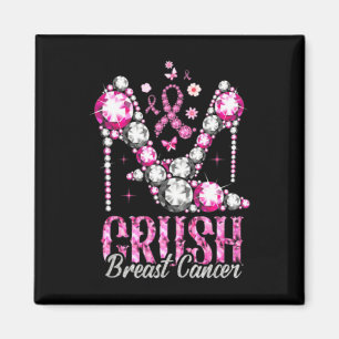 Brustkrebs zerkleinern rosa Bling High Heels Ribbo Magnet