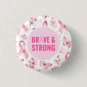 Brustkrebsbewusstsein mit rosa Schleife Button