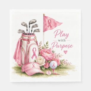 Brustkrebsbewusstsein mit rosa Schleife Golf Serviette