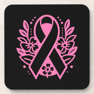 Brustkrebsbewusstsein Rosa Band Getränkeuntersetzer
