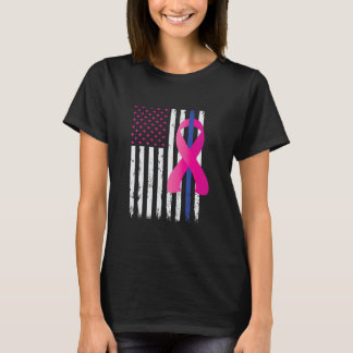 Brustkrebsbewusstsein Thin Blue Line T-Shirt