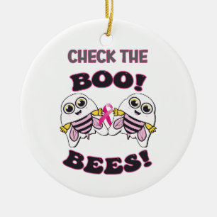 Brustkrebsbewusstsein Überprüfe die Boo-Bees Keramik Ornament