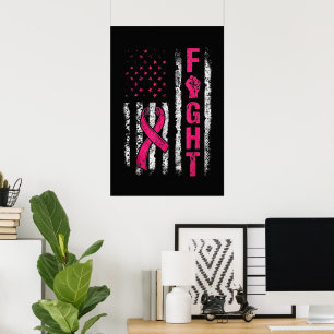 Brustkrebsbewusstsein USA Flagge Poster