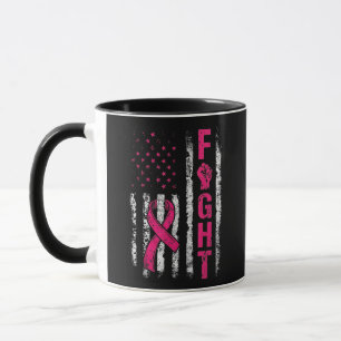 Brustkrebsbewusstsein USA-Flagge Tasse