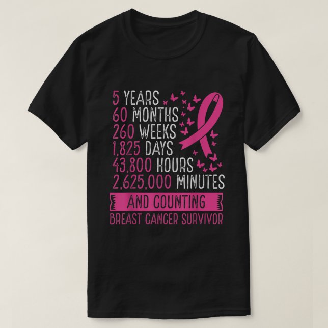 Brustkrebserkrankung Bewusstsein 5 Jahre Brust Ca T-Shirt (Design vorne)