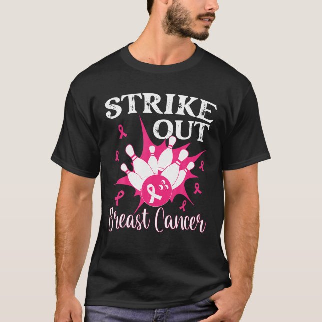 Brustkrebserkrankung - Bowling rosa gestrichen T-Shirt (Vorderseite)