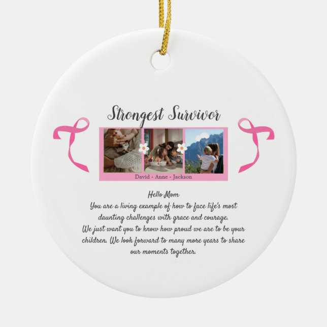 Brustkrebserkrankung Drei Foto Collage Tasse Keramik Ornament (Vorne)