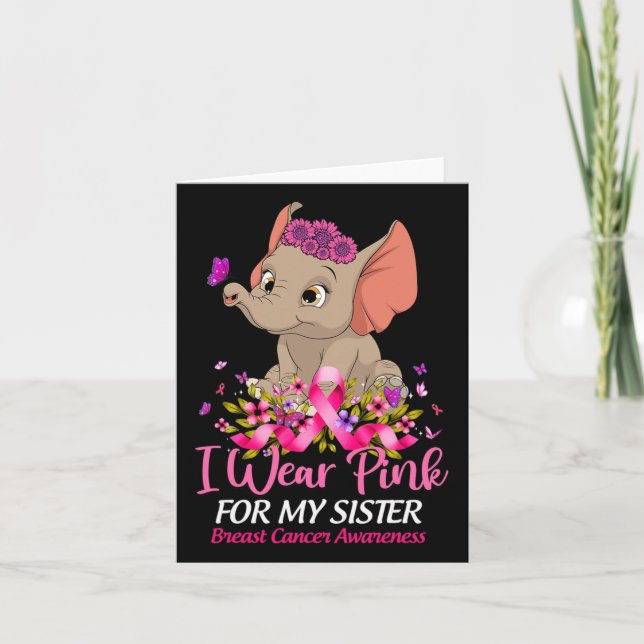 Brustkrebserkrankung Elefant ich trage rosa für Karte (Vorderseite)