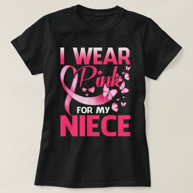 Brustkrebserkrankung Ich trage Pink für meine NIEC T-Shirt (Design vorne)