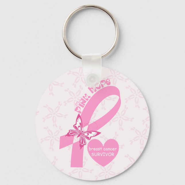 Brustkrebserkrankung in Rosa Ribbon Schlüsselanhänger (Vorderseite)