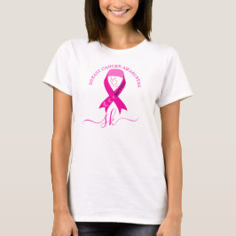 Brustkrebserkrankung Monogramm Pink Ribbon T-Shirt