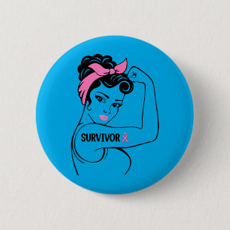 Brustkrebsüberlebende Rosie Riveter nk Bewusstsein Button
